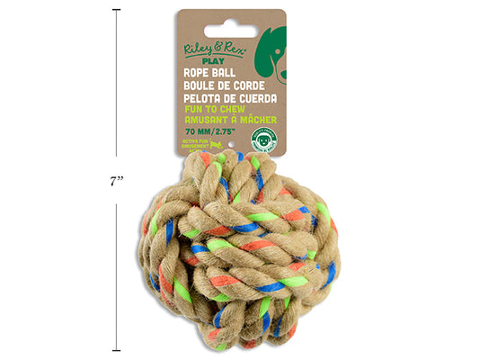 Carton of 12 70mm Sisal Rope Ball Dog Toy. 70g. h/c.